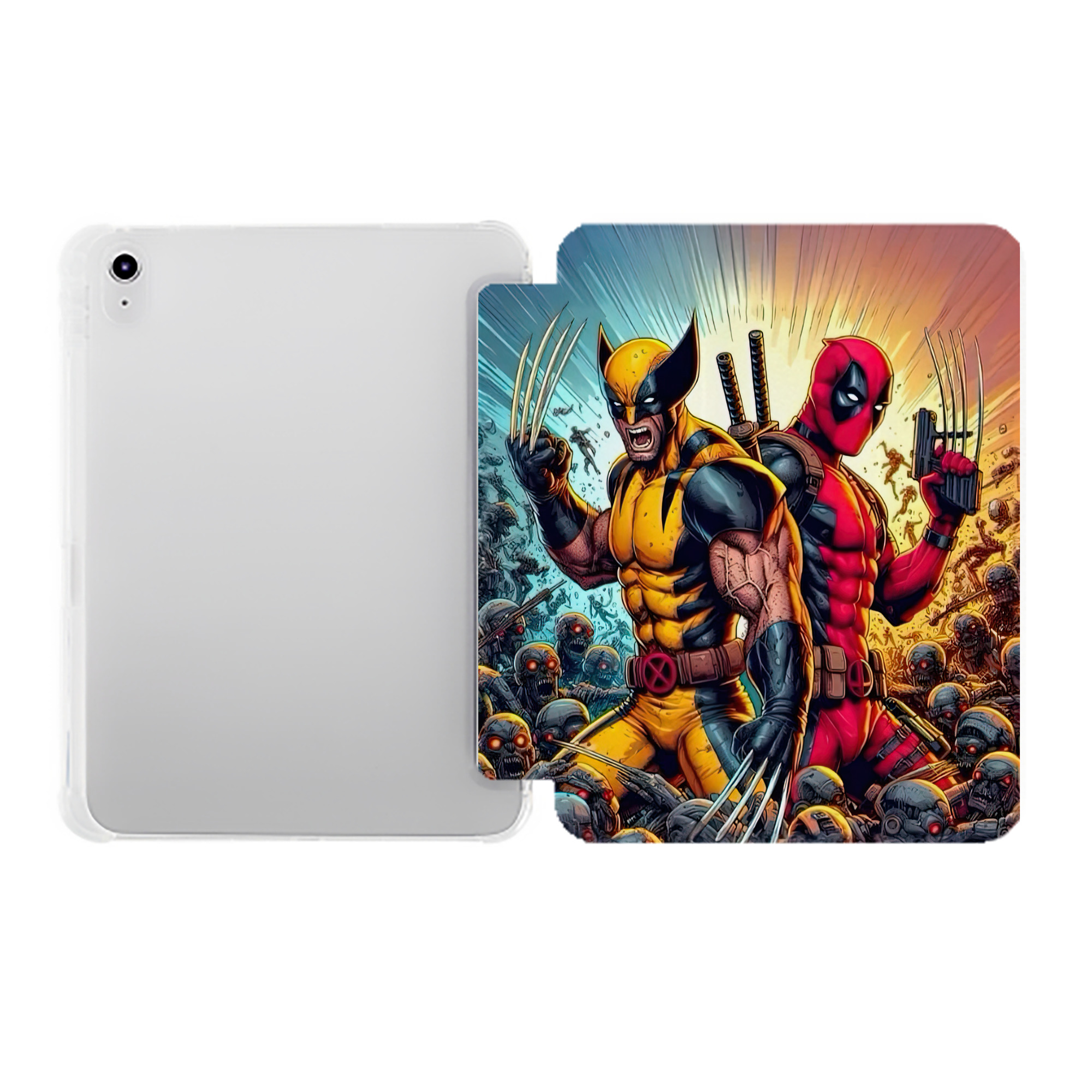 （画像用） Deadpool デッドプール IPad ケース ペン収納付き 三つ折りスタンド PUレザー×シリコン 対応機種9.5/10.5/10.9インチ